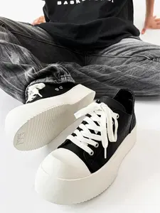 Dark Style Ceiling! and Block Canvas Shoes, Thick Sole Height Increase, Slimming and Versatile, All Seasons Casual Footwear