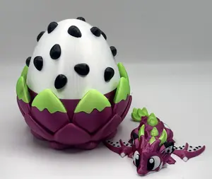 Dragon Fruit Mini Articulated Dragon with Egg – Cute Fidget Toy, Lightweight, Movable Design, Colorful Figurine, 3D Printed Fantasy Desk Decor, ornament