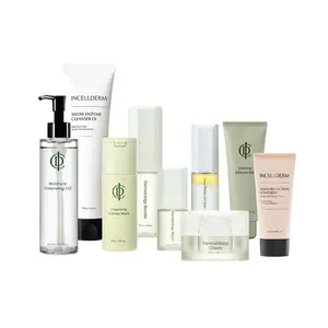 Incellderm Travel-Friendly Goat Milk Skincare Set with Moisture Cleansing Oil, Snow Enzyme Cleanser EX, Calming Balance Gel, Sunscreen, and Dermatology Cream for Radiant Skin