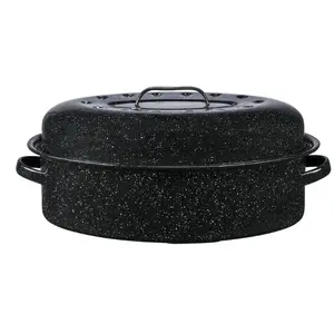 18 Inch Covered Oval Roaster with 15 Pound Capacity for Roasting Pan - Cookware Glass Lid