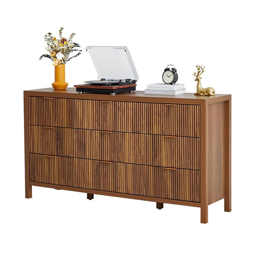 Giratree 6 9 Drawer Dresser Cabinet, Long Nightstand with Drawers and Storage Cabinet, Boho Solid Wood Dresser TV Stand,