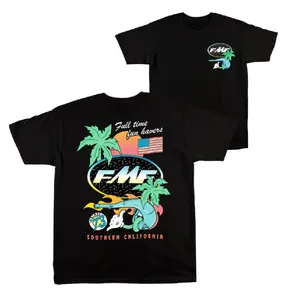 FMF Racing Southern California T-Shirt – Motocross  Double-Sided Graphic Shirt Retro Palm Beach Moto Shirts.