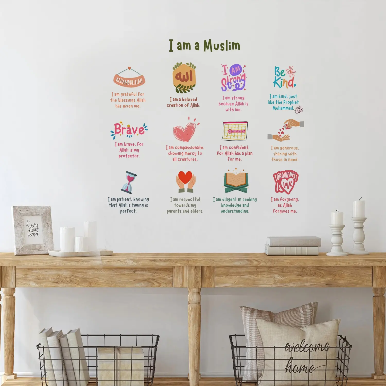 Islamic I am a Muslim Excitation Decorative Wall Art Stickers Wall Decorations Child Room Classroom Study Kids Room Office Art Decal Bedroom Living Home Decor
