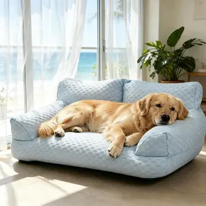 Cooling Ice Bead Pet Sofa, Featuring 22℃ cooling fabric with massage bumps, wear‑resistant & breathable, it serves as a cool resting spot for small‑to‑medium dogs and cats.