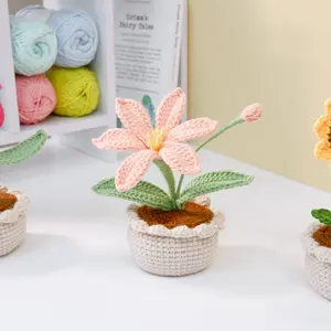 Crochet Artificial Flowers, Easy Crochet Night Cactus Flower Pot Flower Artificial, How to Crochet Flower Pot Step by Step Tutorial, Beginner Friendly Crochet Decoration, Desk Decor