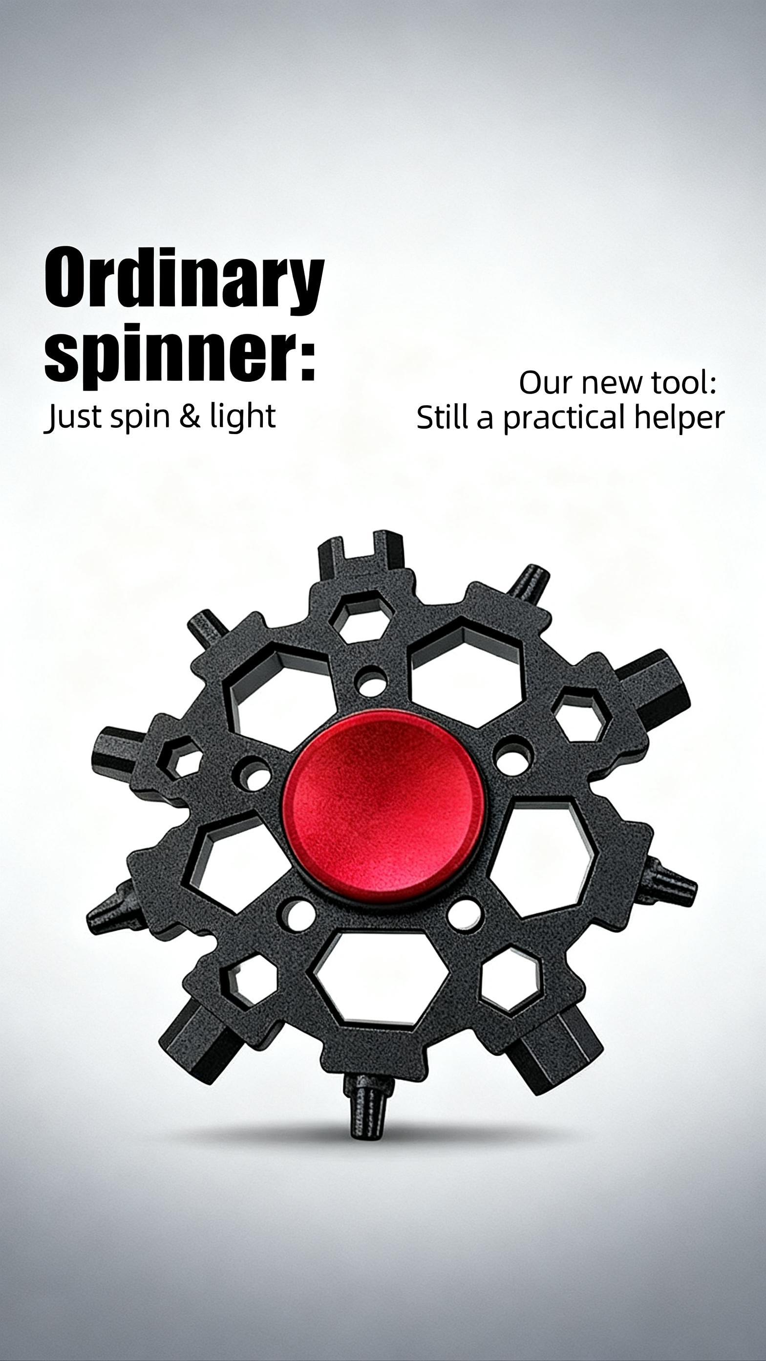 Snowflake Multitool, 23-in-1, Fidget Spinner Combo, Portable Carbon Steel, 2.6 Inch Diameter, Camping Essential, Hiking Gear, Bike Repair Tool, Daily Repairs, EDC Gadget