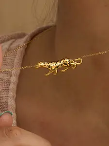 Ladies Necklace White Diamond Oil Drip Leopard Fashion Pendants Stainless Steel 18k Gold Plated Waterproof And Anti Allergy Sweet Style Classic And Unique Charm Party Style Jewelry