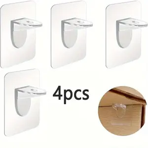 4pcs Shelf Support Pegs, Adhesive Shelves Clips, Strong Partition Pin for Kitchen Cabinets, Bookshelves, Closets, Brackets, Clapboards