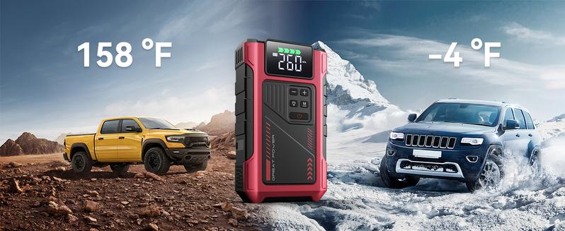 Jump Starter with Air Compressor, 5000A 150PSI Car Battery Jump Starter (8.5 Gas/7.0L Diesel), 12V Jump Box Car Battery Jumper Starter Portable with Jumper Cables, LCD Display, Lights Vehicle