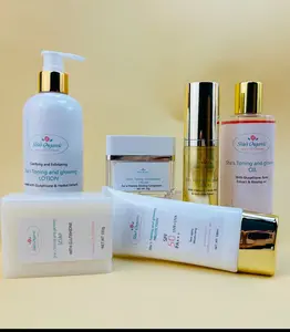 Sha's Toning and Glowing Skincare Package Set with SPF 50 Toner No Alcohol Moisturizes Serum Revitalizes Soap Brightening Glutathione Glycerin Jojoba Kit Shea Comfort Hydrate Moisturizer Lotion