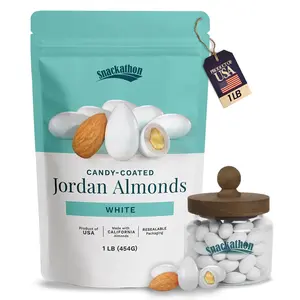 Snackathon Jordan Almonds – White Candy-Coated Almonds, 1 lb
