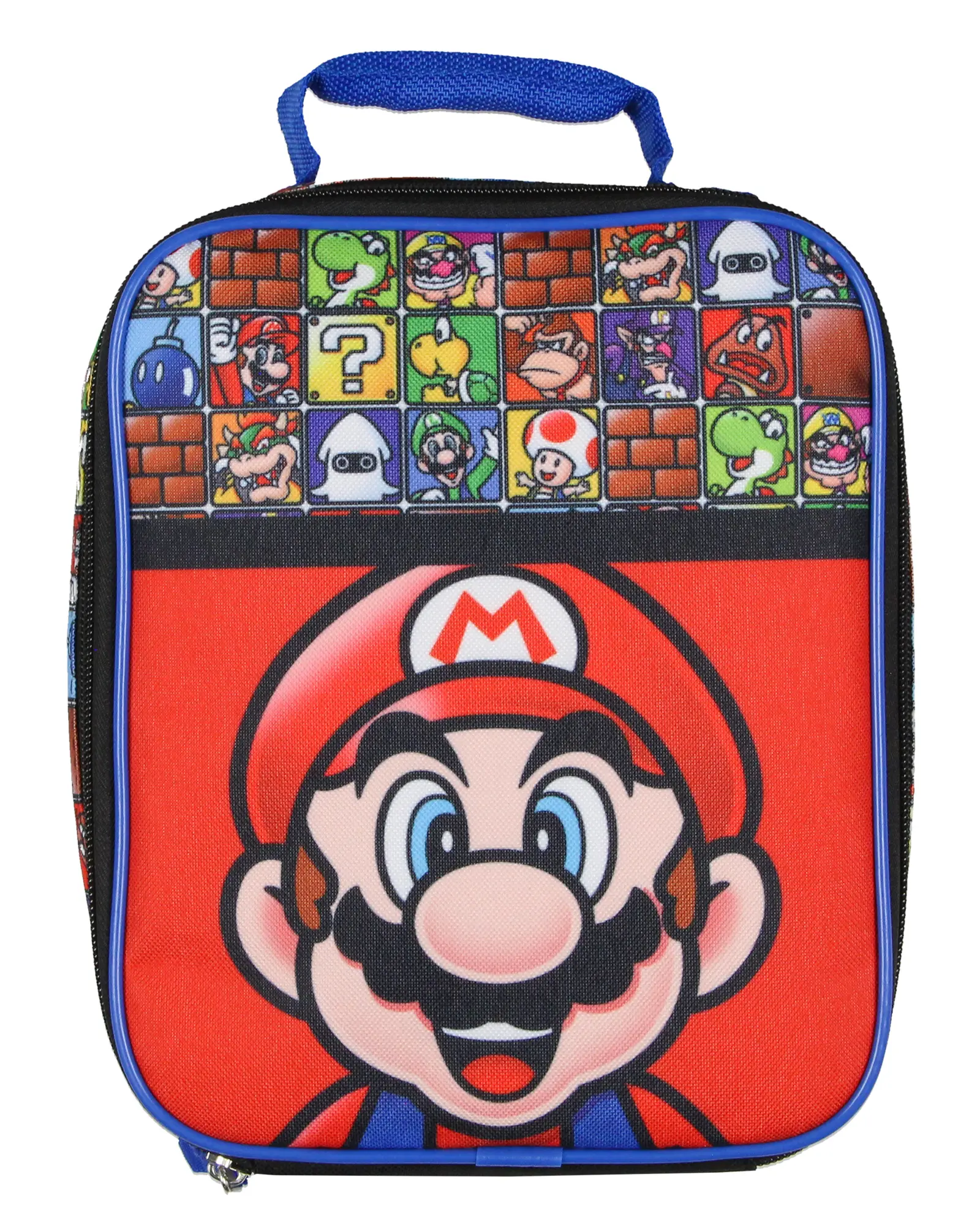 Super Mario Bros Lunch Box Multi Video Game Character Block Design Insulated Lunch Bag Tote 10"
