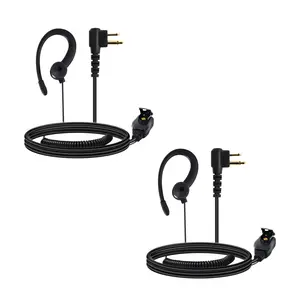 C Shape All Black Two Way Radio Earpiece Ear Hooks with Mic PTT,2- Way Radio Headset Hands-Free Clear Communication Compatible with  Motorola Walkie Talkie   CP200 CP200d  CLS1450 Radio Heavy-Duty for Security, Restaurant, Warehouse & Outdoor Use(2 Pack)