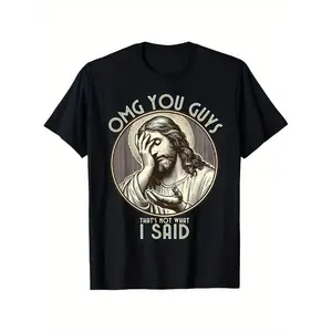 Men's Short-Sleeve Round Neck Casual 100% Cotton Linen Tropical Fabric Graphic Tshirt - OMG You Guys I Never Said That Funny Sarcastic Quote Casual Mens Clothes