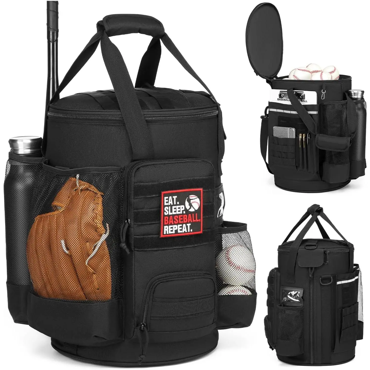 Baseball Bucket Bag Baseball Coaching Accessories Organizer Softball Bucket Bag with Anti-Slip Bottom & Multiple Pockets for Bat, Gloves, Scoreboards Yifanyou Sports