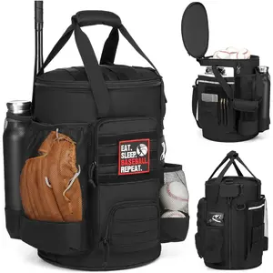Baseball Bucket Bag Baseball Coaching Accessories Organizer Softball Bucket Bag with Anti-Slip Bottom & Multiple Pockets for Bat, Gloves, Scoreboards