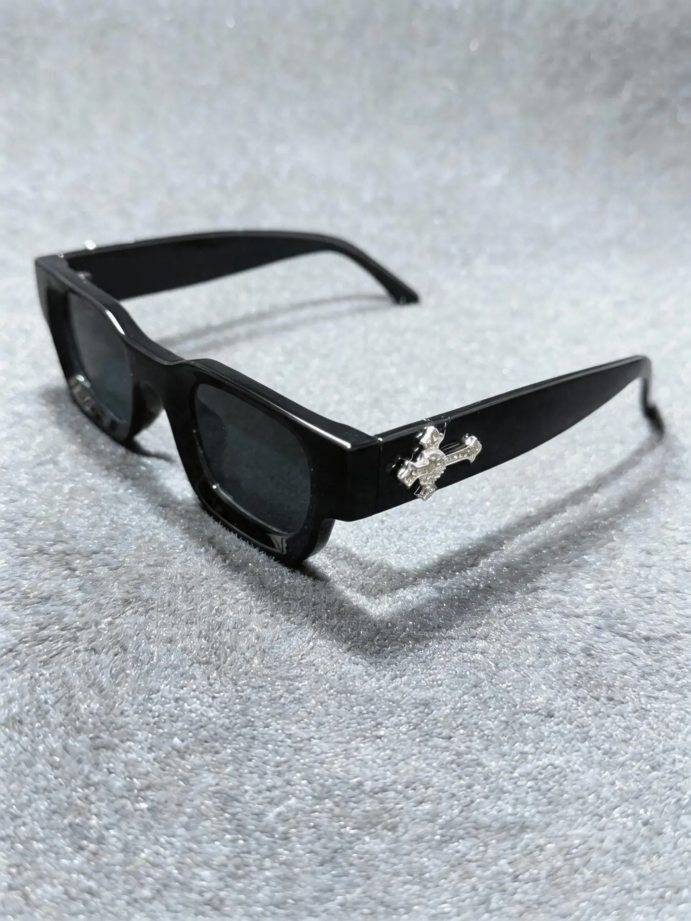 Rimless Bling Sunglasses Square Fashion Cross Accents Y2K Streetwear Men main image 3