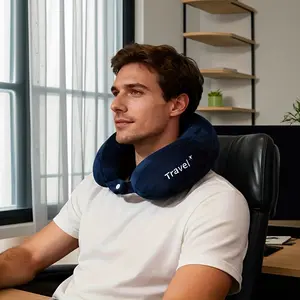 U-Shaped Travel Pillow Neck Support Cushion Memory Foam Car Seat Sleep Aid, Comfortable Airplane U-Shape Pillow for Long Trips