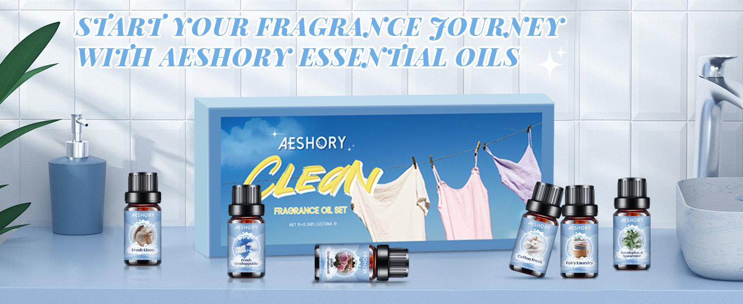 Clean Essential Oils Set - 6 Premium Essential Oils for Diffusers for Home, Candle Making & Soap Making: Eucalyptus Spearmint,Fresh Linen,Rose Wonderland. Woody Floral Scent Homemade