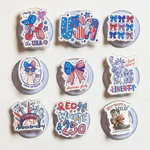 Patriotic USA Bow MagSafe Magnetic Phone Grip Set, Red White Blue 4th of July Pop Socket, American Girl Independence Day Gift