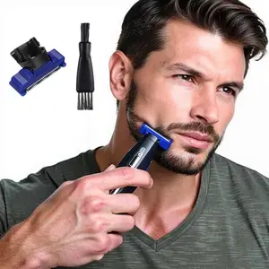2/6pcs Replacement Heads & Cleaning Brush Set Compatible with Micro Touches Solo Trimmer and Hybrid Razor Blades, Useful Grooming Accessories for Everyday Use