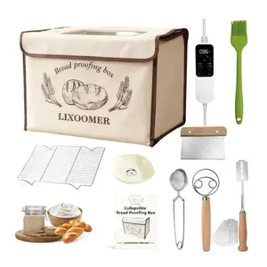 Collapsible Bread Proofing Box with 68-115°F Temp Control & 48H Timer, Bread Making Kit with Dough Warming Box, Includes 7 Kitchen Baking Accessories