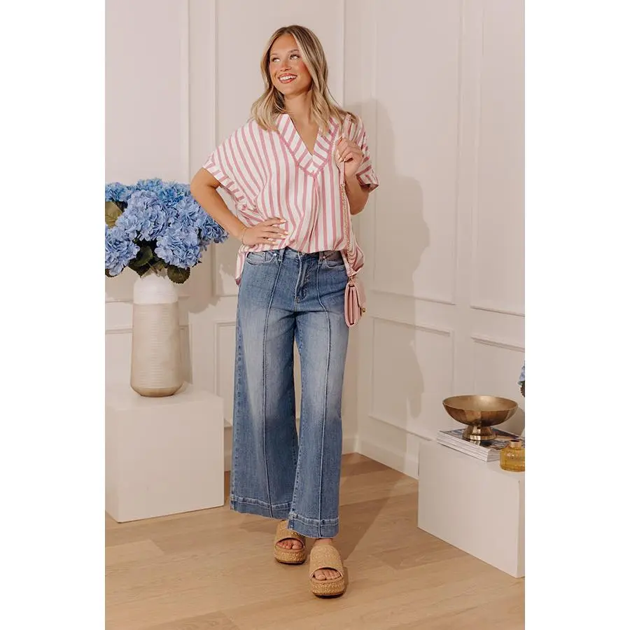 The Carmen High Waist Wide Leg Jean in Medium Wash