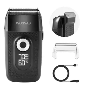 Professional Men's Electric Shaver, LCD Display, Portable Cordless Men's Multi-Function Reciprocating Shaver with Beard Trimmer, 3-Speed ​​Adjustable Beard Trimmer (Black), USB Fast Charging, Long Standby Time, Ships from US Warehouse