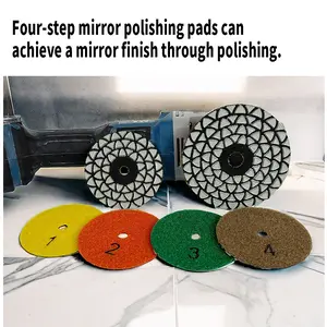 5PCS 4"(100MM) Diamond Dry Polishing Pads Kit - Sharp & Flexible GrindingDiscs forGranite, Marble, Concrete & Stone - ProfessionalSandingKitforCountertopFour-stepdrypolishingpad diamond polishing pads 4 inchdiamondpolishing padsPadsKit for Grinder