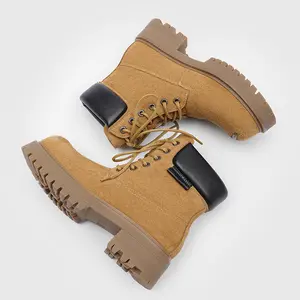 UYCEKK Men'S High-Top Hiking Boots - & Brown Outdoor Short Boots with Lace-Up Closure, Non-Slip Rubber Sole, Durable Fabric Lining - All-Season Trekking, Hiking