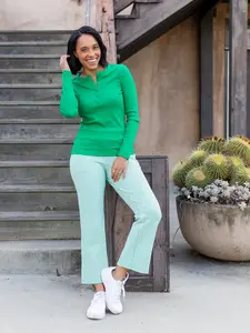 CORA henley tee Green Rib