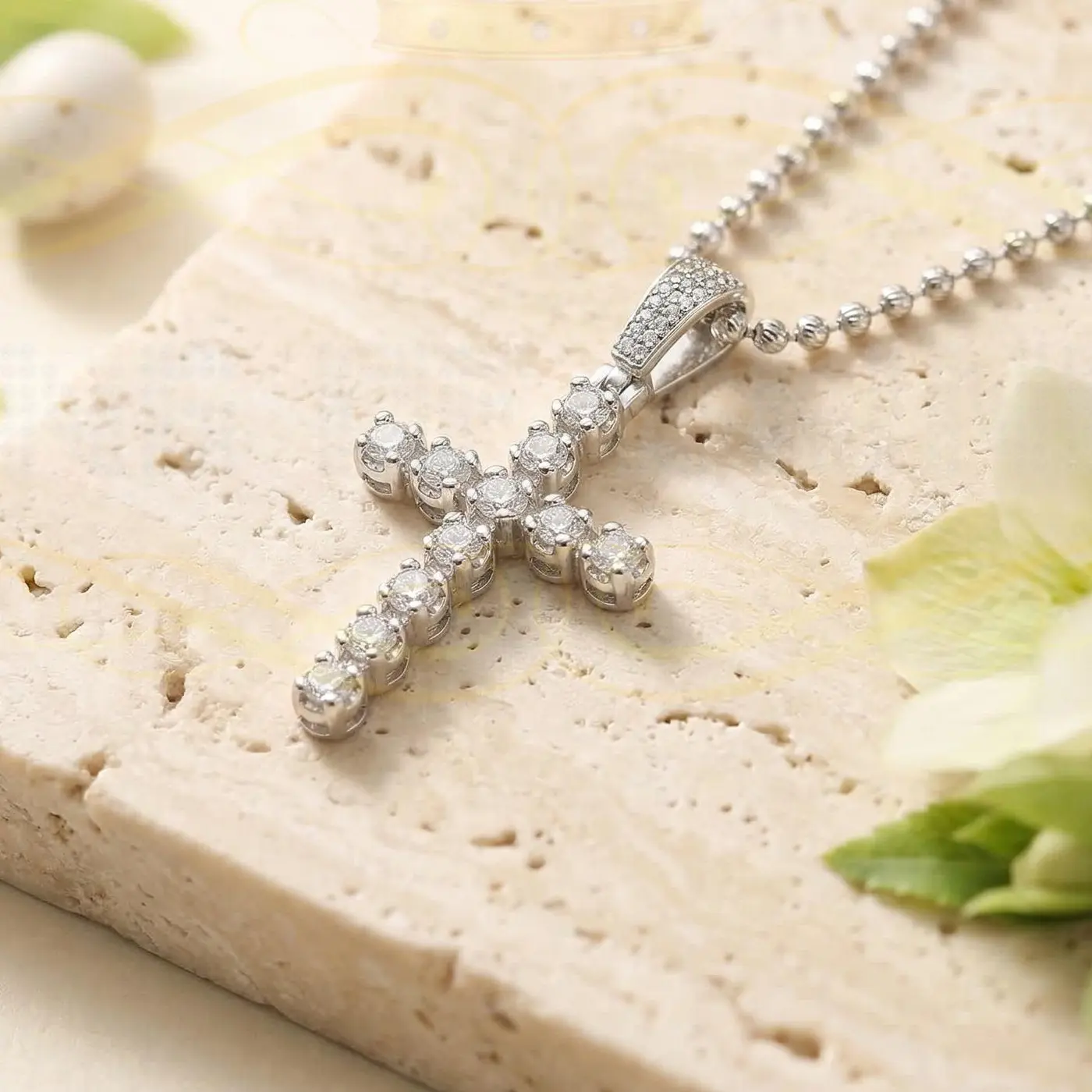 King Of Bling's Real 0.33ct Diamond Sterling Silver CROSS Charm Fashion Necklace Pendant White