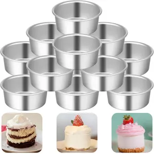 4 Inch Round Cake Pans, 12 Pack Alumium Cheesecake Baking Mold Non Stick Leakproof Mini Cakes Tins for Dessert Pizzas Quiches Home Kitchen Birthday Party DIY Baking Supplies