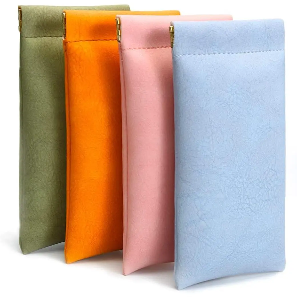 Glasses Case 4 Pack, Eyeglasses Case For Women men, PU Soft Glasses Sunglasses Case Portable