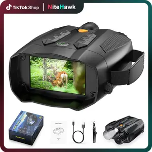 NiteHawk 4K Night Vision Goggles with compass&32GB Card,Binoculars with 3"Large Screen,10X Zoom+7 IR Levels,Suitable for home security,Hunting,Outdoors Telescopes,Camping,Gift for man,Birthday gift Hiking Essentials