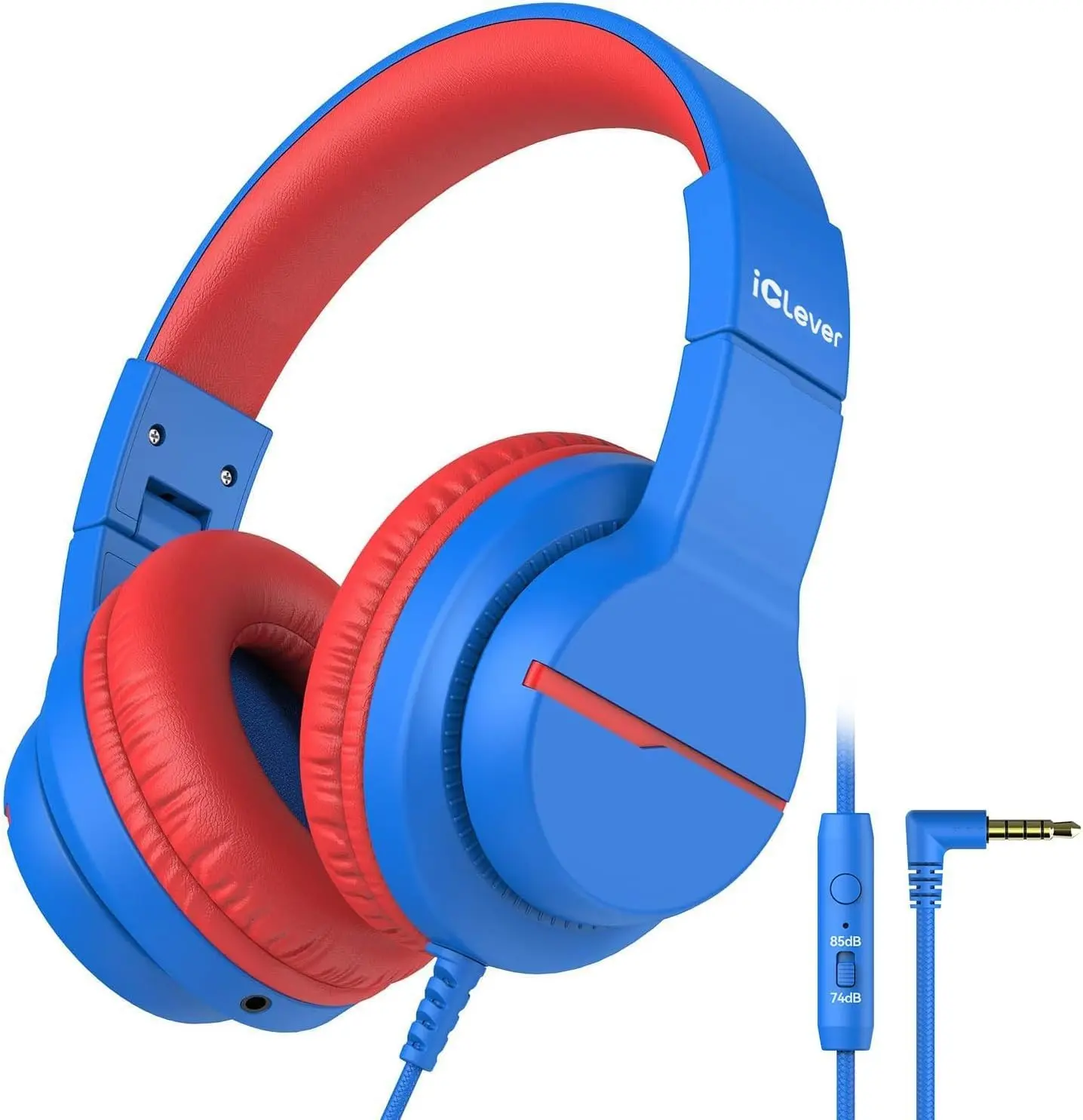iClever HS19 Wired Over-Ear Kids Headphones for School & Travel, 3.5Mm Foldable Headphones with SafeSound Tech, HD Mic, Stereo Sound & Cord for Toddler Boys & Girls (Ipad, Computer Compatible)
