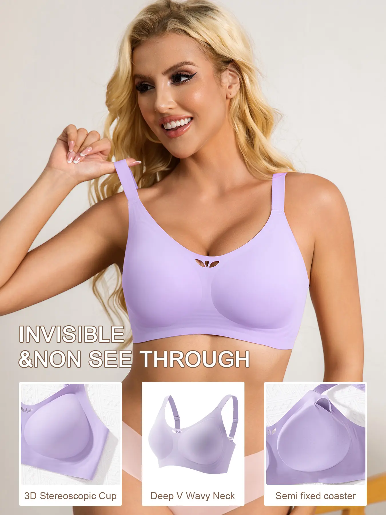 1 piece women's high-quality seamless bra, wireless with padded cups, breathable and comfortable, skin-friendly, non-removable pads, everyday casual elegant underwear, supportive and enhancing, yoga sports bra with beautiful back, seamless jelly bra