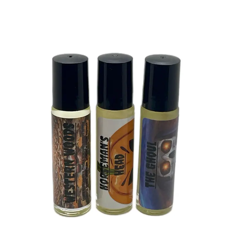 3-Pack Unisex Body & Massage Oils, Travel Size Moisturizing Roll-On with Halloween Scent Blend - Spiced Pumpkin, Butterscotch, Jasmine & Vanilla Notes, Daily Silky Soft Skin Liquid Body Care, Body Oils