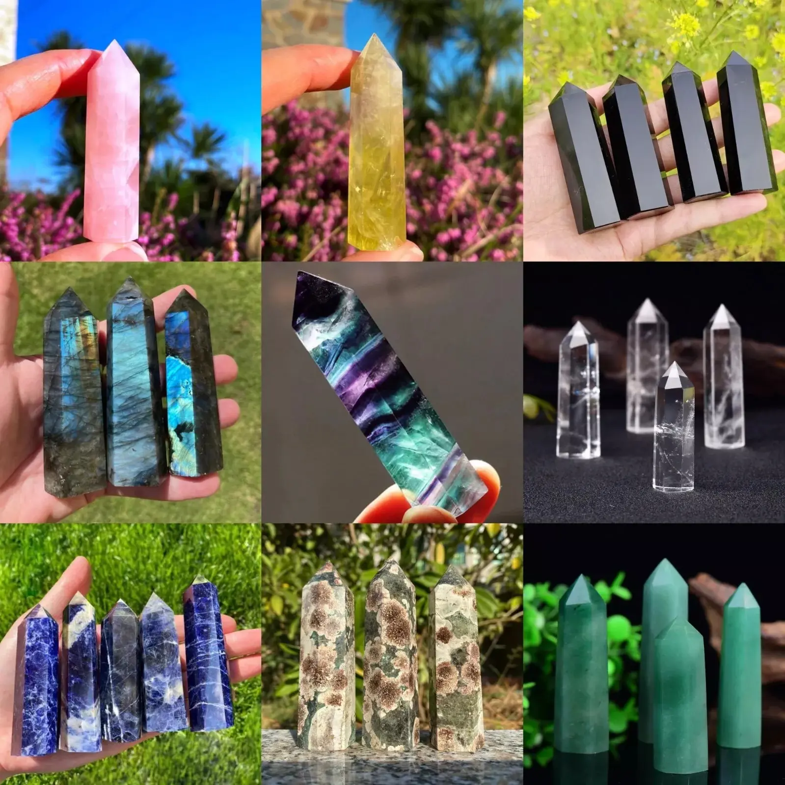 3-4in Crystal Gemstone Wand Healing Chakra Obelisk Tower Point Home Office Decor Ornament, Christmas Birthday Housewarming gift, Crystal Collection