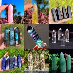 3-4in Crystal Gemstone Wand Healing Chakra Obelisk Tower Point Home Office Decor Ornament, Christmas Birthday Housewarming gift, Crystal Collection