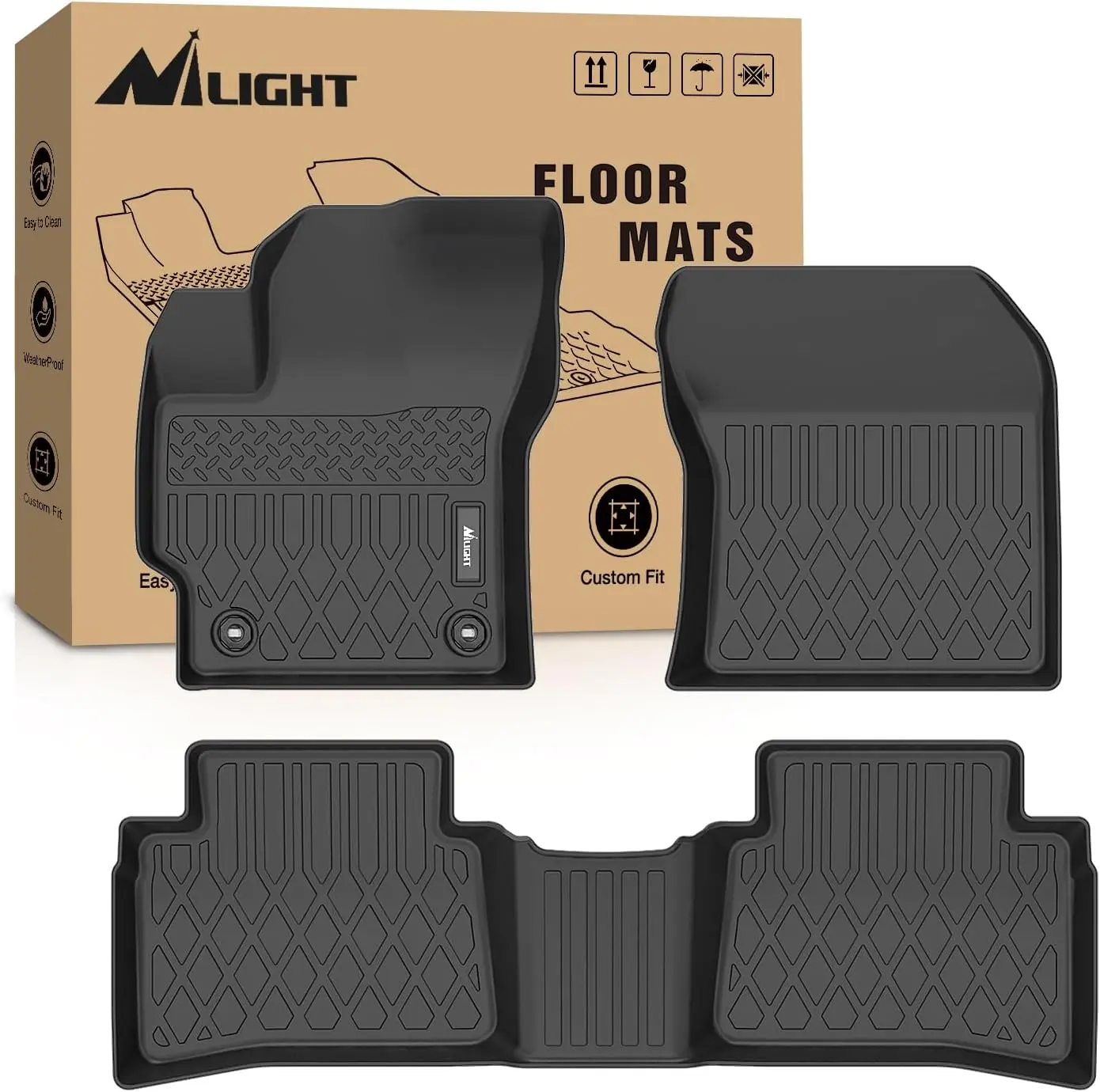 Nilight TPE All-Weather Custom Fit Floor Liners, Waterproof Car Mats for Toyota Corolla (Including Hybrid) 2020-2024, Heavy-Duty Black Automotive Interior Accessories