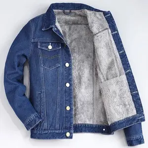 Autumn Winter Men's Velvet Cotton Denim Jacket Male Thick Warm Lined Fleece Jeans Jackets Blue Slim Jeans Coat Top Men's 2025-h Can be used with raincoat