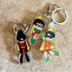 Grayson Robin Keychain, Jason Todd Robin Keychain, Tim Drake Robin Keychain, Kawaii Keyrings Birthday Gifts, Fear and Hunger Character Keychains – Cute Acrylic Keychain Charms, Perfect Gift for Fans & Collectors