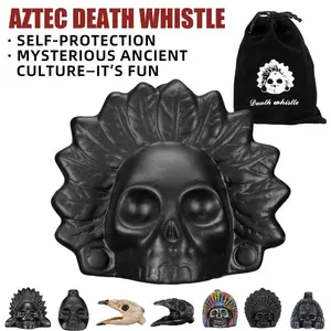 Real Screaming Aztec Death WhistleLoudest Scream Whistle At 135+ Decibels -Authentic Human Sounding Screams - Easy toBlow & Scare Zombie Bird Mysterious skull LionMan Coloful Native American Halloween