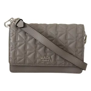 Karl Lagerfeld Light Grey Leather Crossbody Bag