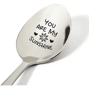 Stainless Steel Spoon, Tea Spoon, You Are My Sunshine Lettering Spoon, Creative Spoon for Home Kitchen, Kitchenware, Tableware, Gift for Men and Women Birthday Gift