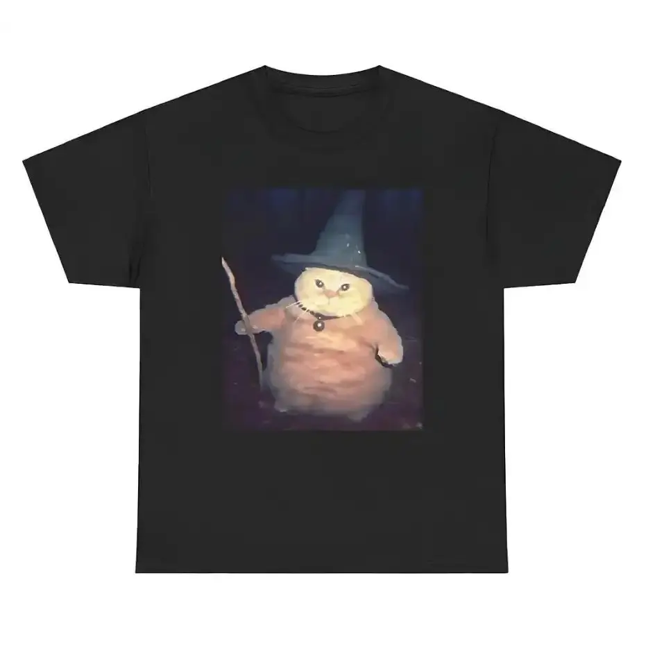 Unisex Cat Wizard Meme T-Shirt, Humorous Graphic Top with and Short Sleeves