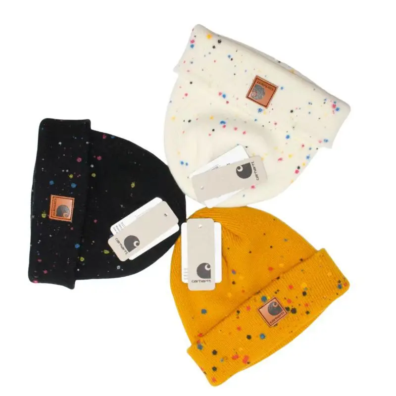 Colorful Splatter Dot Cuffed Knit Beanie, Winter Warm Pullover Skull Cap, Unisex Trendy Outdoor Casual Street‑Style Hat