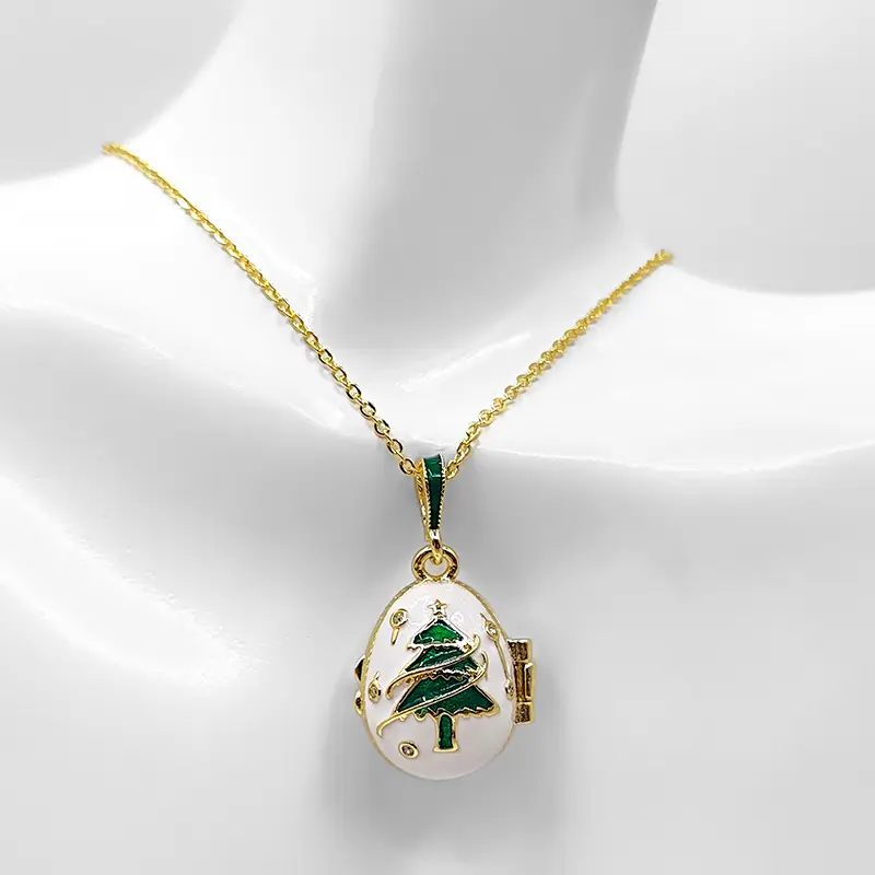 Christmas Tree Zircon Tassel Pendant Necklace, Unisex Casual Ins-Style Copper Chain Jewelry for Holiday Celebrations