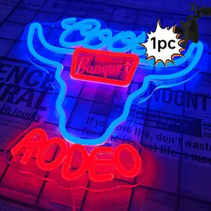 Beer Neon Sign Western Rodeo Neon Light Signs for Wall Decor Cowboy Neon Sign for Man Cave Home Bar Beer Club Pub Bistro